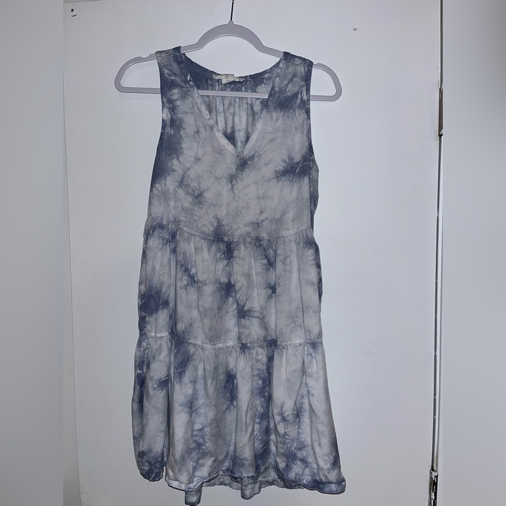 C&C California Blue and White Tie-Dye Mini Dress